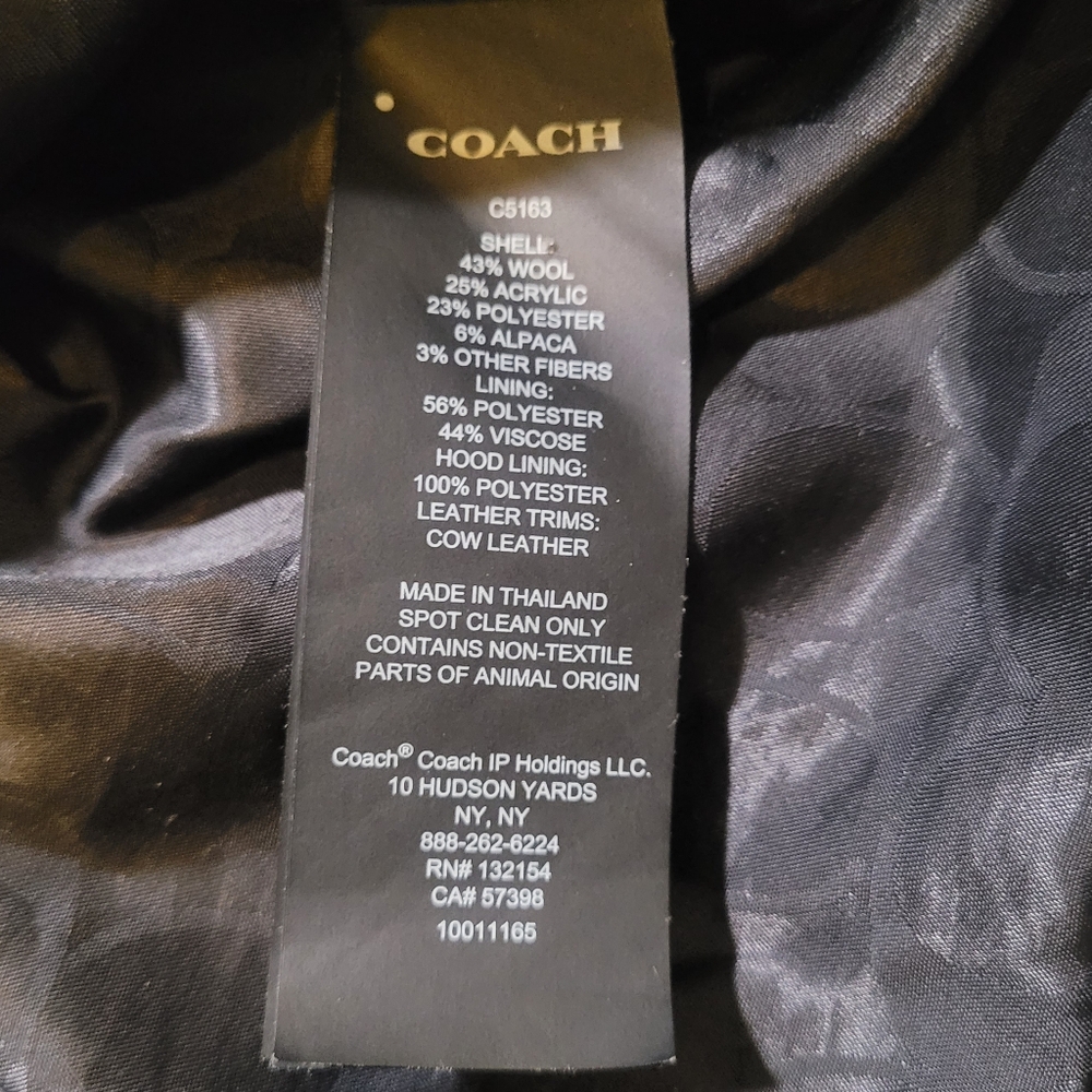 Coach Duffle Wool/Alpaca Blend Oversized Coat in Charcoal with Sherpa Hood Sz S - Picture 12 of 12